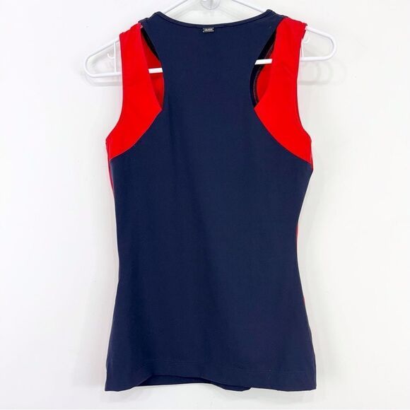 St. John Navy Blue Red Sleeveless Sport Athletic Activewear Keyhole Tank Top - Picture 6 of 11